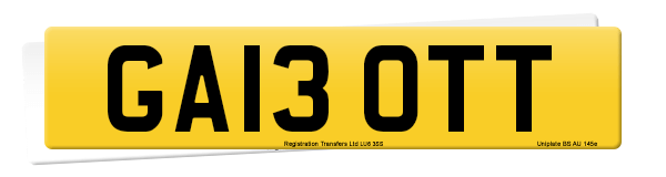 Registration number GA13 OTT